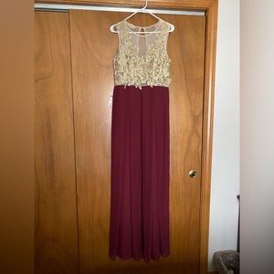 Renz Rags Burgundy and Gold Gown